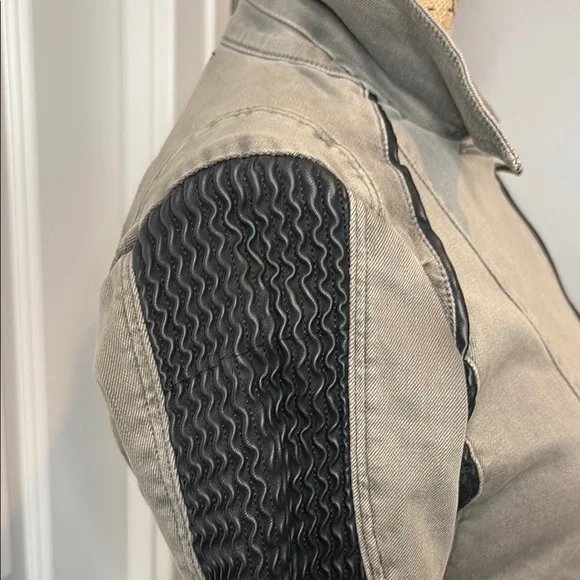 Blank NYC Olive Grey and Black Moto Jacket with Fitted Silhouette - Picture 9 of 16